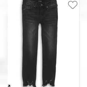 Joe's Jeans Girls Size 16 The Rocker Ankle Mid-Rise Skinny Jean Black Frayed Hem